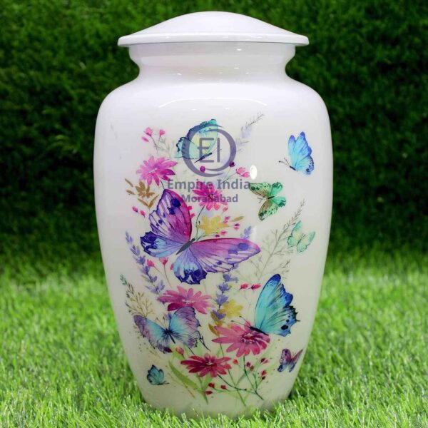 Butterfly Garden Cremation Urn – Meena Coated Aluminum | Handcrafted Memorial by Empire India - Image 3