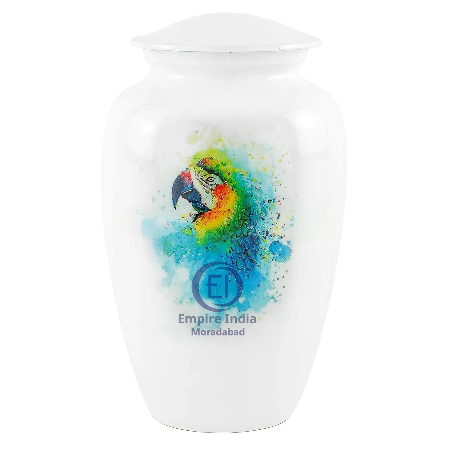 Colorful Parrot Cremation Urn – Handcrafted Aluminum with Meena Enamel Coating | Empire India Memorial Urn