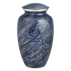 Aluminum Cremation Urn – Meena Coated, Sticker Printed | Empire India, Moradabad