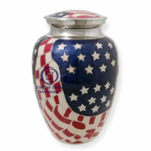 Aluminum Cremation Urn – American Flag Design | Empire India, Moradabad