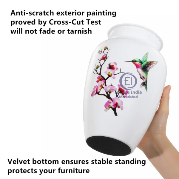 Hummingbird & Cherry Blossom Aluminum Cremation Urn – Meena Coated with Sticker Finish | Empire India Manufacturer | Exporter | Supplier | Moradabad, India - Image 3