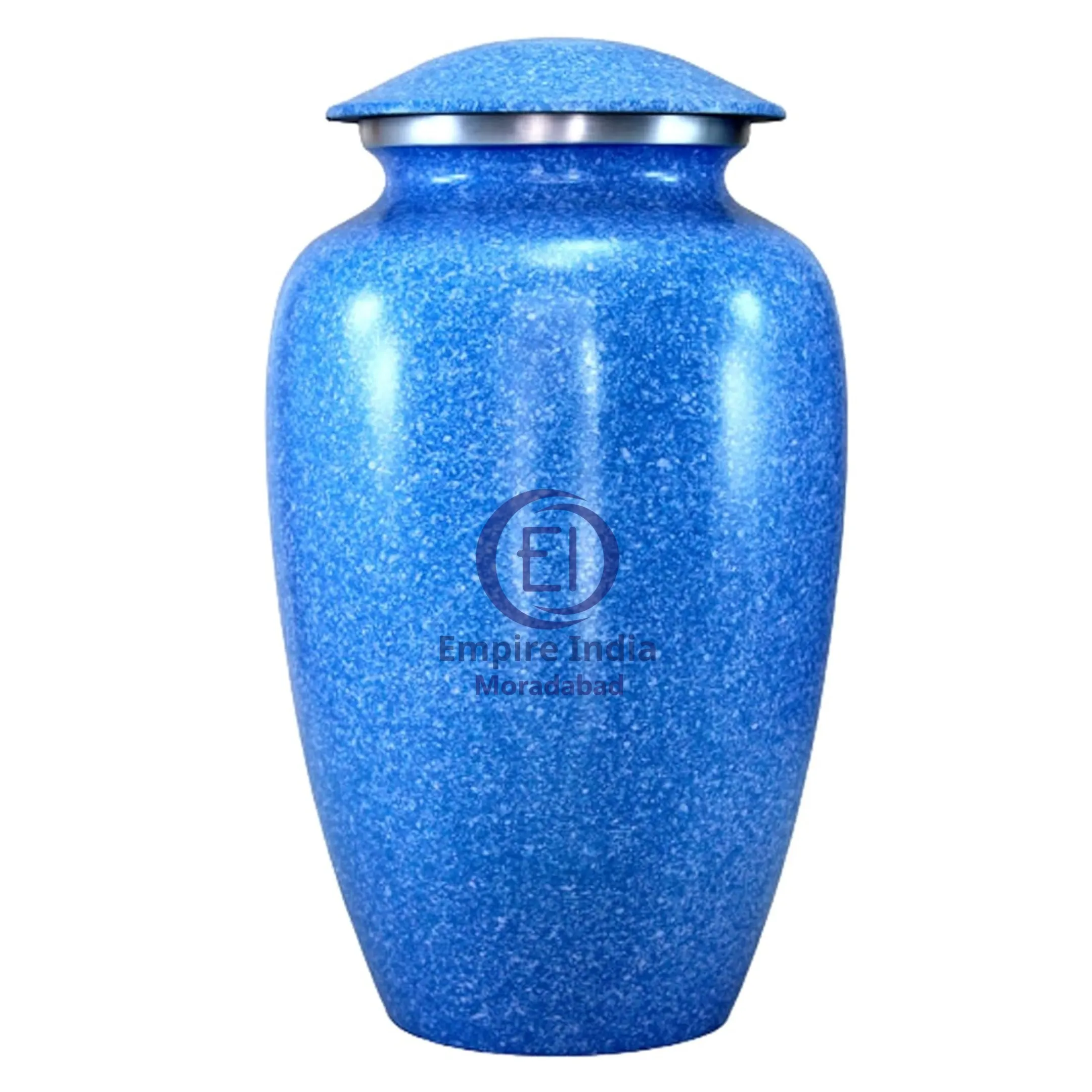 Blue Marble Finish Aluminum Cremation Urn – Meena Coated | Empire India Manufacturer | Exporter | Supplier | Moradabad, India