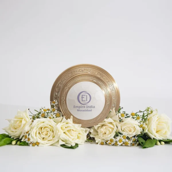 Pearl White Brass Cremation Urn – Hand-Engraved with Gold-Tone Accents | Empire India Manufacturer | Exporter | Supplier | Moradabad, India - Image 3