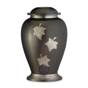 Maple Leaf Design Aluminum Cremation Urn – Painted Finish | Empire India Manufacturer | Exporter | Supplier | Moradabad, India