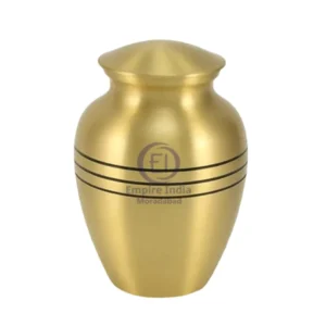 Brass Lined Gold Pet Cremation Urn – Polished Finish with Triple Ring Design | Empire India Manufacturer | Exporter | Supplier | Moradabad, India