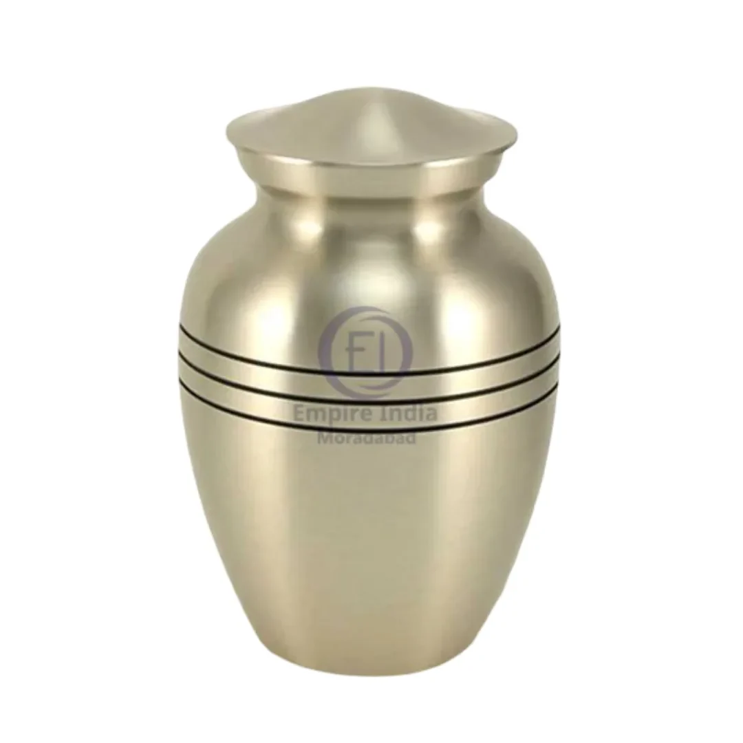 Brushed Silver Aluminum Pet Cremation Urn – Polished Finish with Triple Ring Design | Empire India Manufacturer | Exporter | Supplier | Moradabad, India