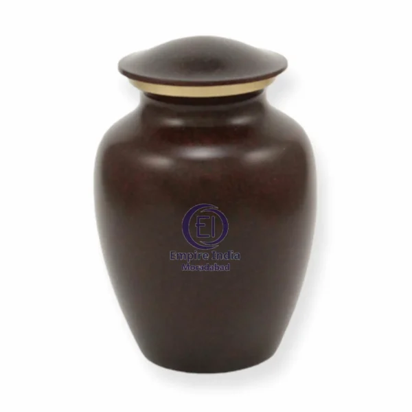 Brown Aluminum Pet Cremation Urn – Painted Finish with Gold Accent Lid | Empire India Manufacturer | Exporter | Supplier | Moradabad, India