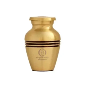 Brass Keepsake Cremation Urn – Brushed Gold Finish with Black Bands | Empire India Manufacturer | Exporter | Supplier | Moradabad, India