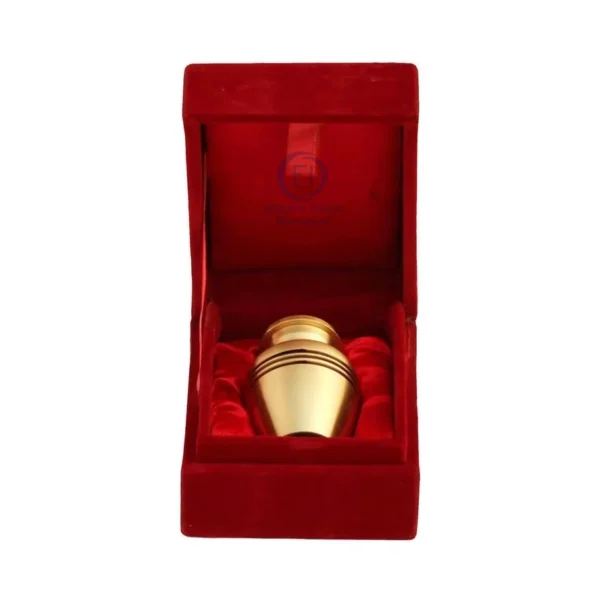 Brass Keepsake Cremation Urn – Brushed Gold Finish with Black Bands | Empire India Manufacturer | Exporter | Supplier | Moradabad, India - Image 3