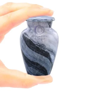 Black & Grey Marble Finish Aluminum Keepsake Urn – Compact & Elegant | Empire India Manufacturer | Exporter | Supplier | Moradabad, India