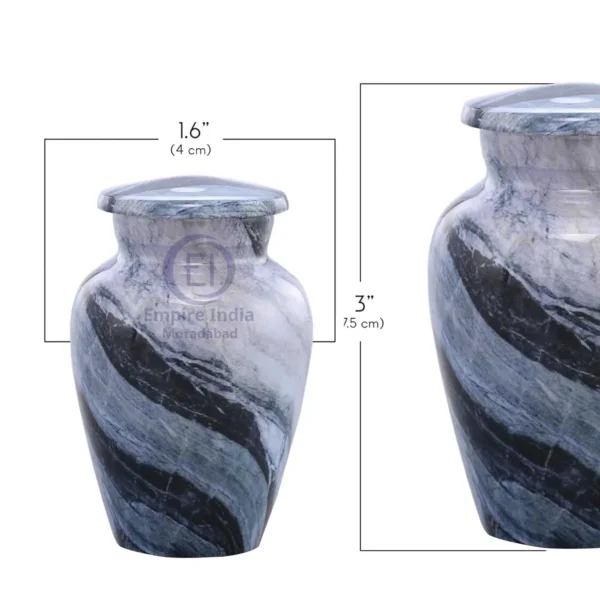 Black & Grey Marble Finish Aluminum Keepsake Urn – Compact & Elegant | Empire India Manufacturer | Exporter | Supplier | Moradabad, India - Image 2