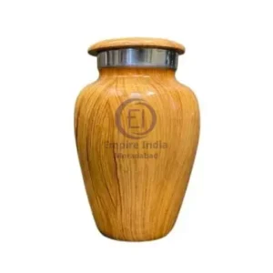 Wood Texture Aluminum Keepsake Urn – Natural Finish with Secure Lid | Empire India Manufacturer | Exporter | Supplier | Moradabad, India