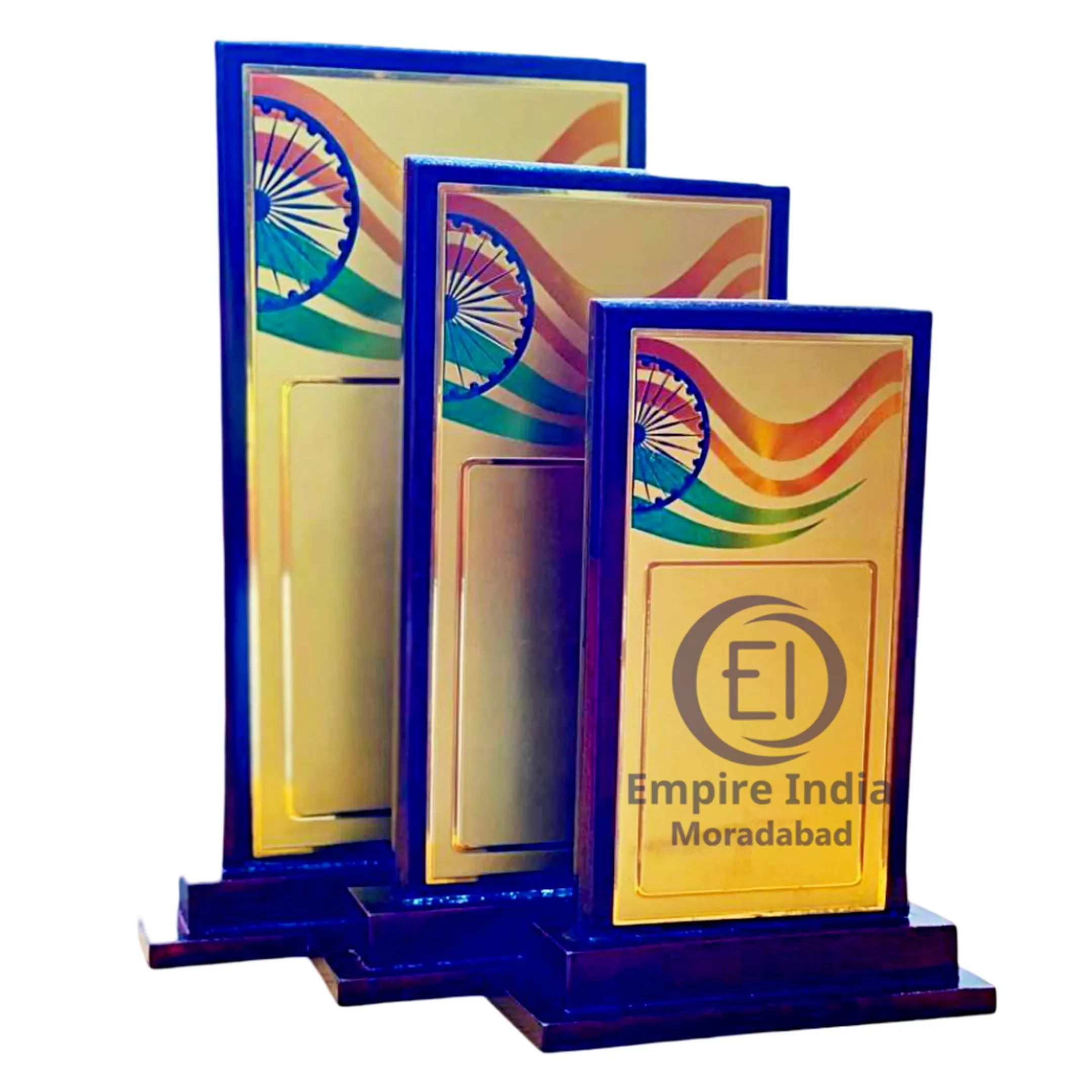 Indian Flag Rectangle Wooden Trophy Set of 3 Mementos | Awards | Shields – Manufacturer & Exporter | Empire India, Moradabad