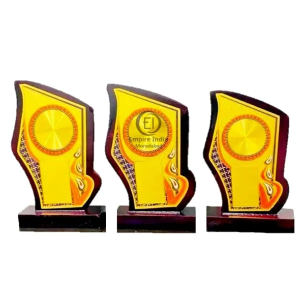 Modern Flame Cut Wooden Trophy Set of 3 Mementos | Awards | Shields – Manufacturer & Exporter | Empire India, Moradabad