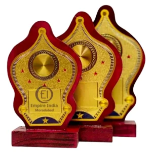Designer Wooden MDF Trophy Set of 3 – Red & Gold Finish | Memento | Award Trophy – Empire India, Moradabad  (Manufacturer, Exporter, Supplier)