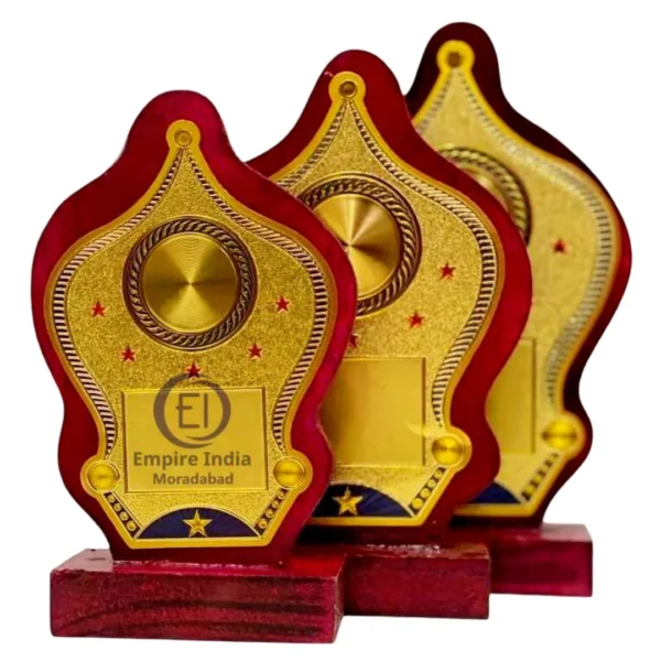 Designer Wooden MDF Trophy Set of 3 – Red & Gold Finish | Memento | Award Trophy – Empire India, Moradabad  (Manufacturer, Exporter, Supplier)