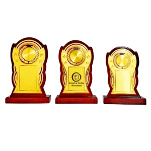 Curved Arch Wooden Trophy Set of 3 with Star & Laurel Gold Foil | MDF Award Memento – Empire India, Moradabad (Manufacturer, Exporter, Supplier)