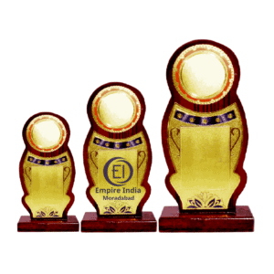 Oval Top Wooden Trophy Set of 3 with Floral Base & Blue Star Band | MDF Award Memento – Empire India, Moradabad (Manufacturer, Exporter, Supplier)