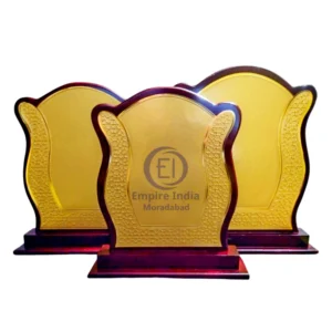 Elegant Embossed Gold Trophy Set of 3 | Premium Wooden Plaque Awards – Empire India, Moradabad (Manufacturer & Exporter)