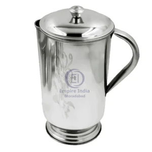 Handcrafted Stainless Steel Water Jug with Lid – Floral Design | Empire India, Moradabad