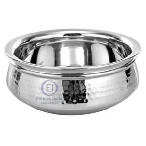 Stainless Steel Hammered Handi | Traditional Serving Bowl | Empire India, Moradabad