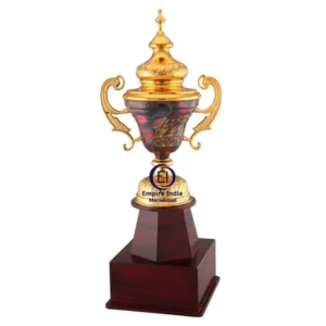 Gold & Multicolor Designer Cup Trophy | Wooden Base | 10 Size Options | Empire India – Moradabad