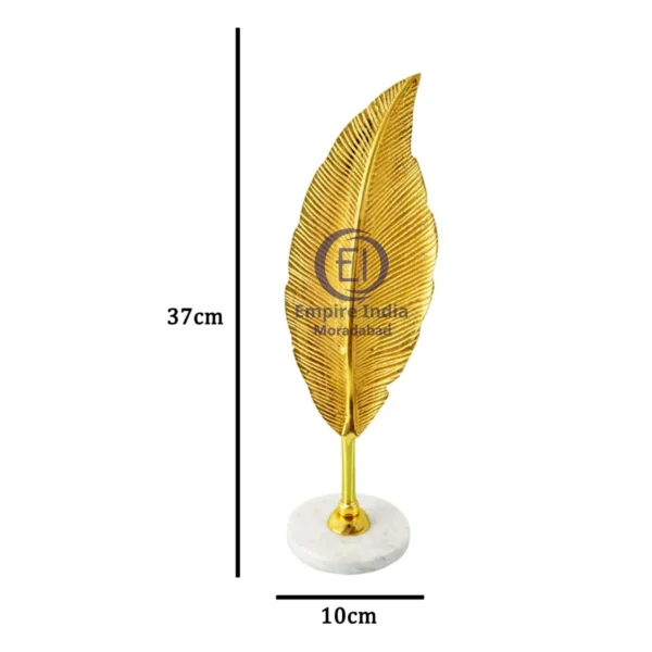 Textured Gold Leaf Aluminum Table Décor on Marble Base | Elegant Home Accent | Showpiece | Empire India – Moradabad - Image 2