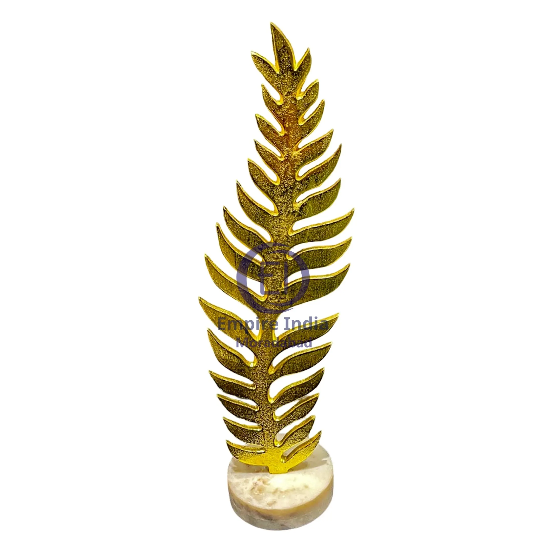 Contemporary Palm Leaf Aluminum Table Décor on Marble Base | Artistic Home Accent | Showpiece | Empire India – Moradabad