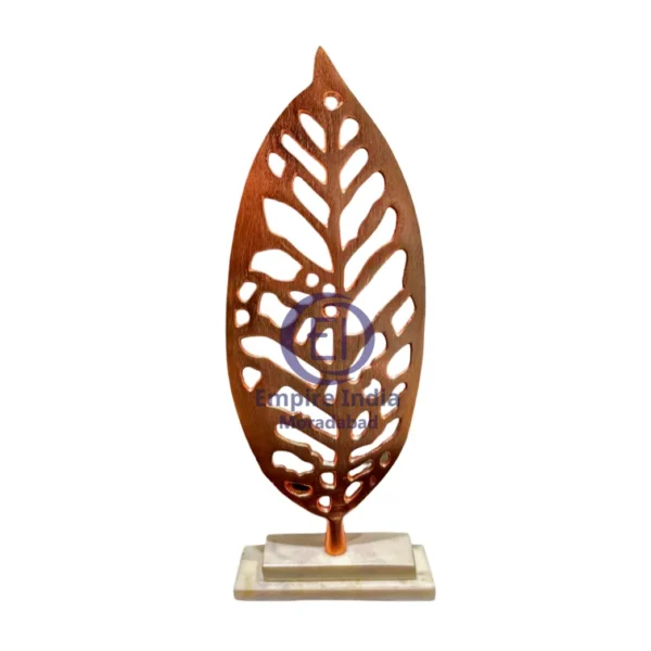 Modern Cutout Leaf Aluminum Table Décor with Dual Marble Base | Artistic Showpiece | Empire India – Moradabad