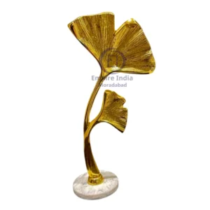 Gold Ginkgo Leaf Aluminum Table Décor on Marble Base | Botanical Accent Piece | Showpiece | Empire India – Moradabad