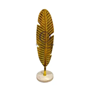 Gold Metal Banana Leaf Décor on Marble Base | Tropical Table Accent | Showpiece | Empire India – Moradabad