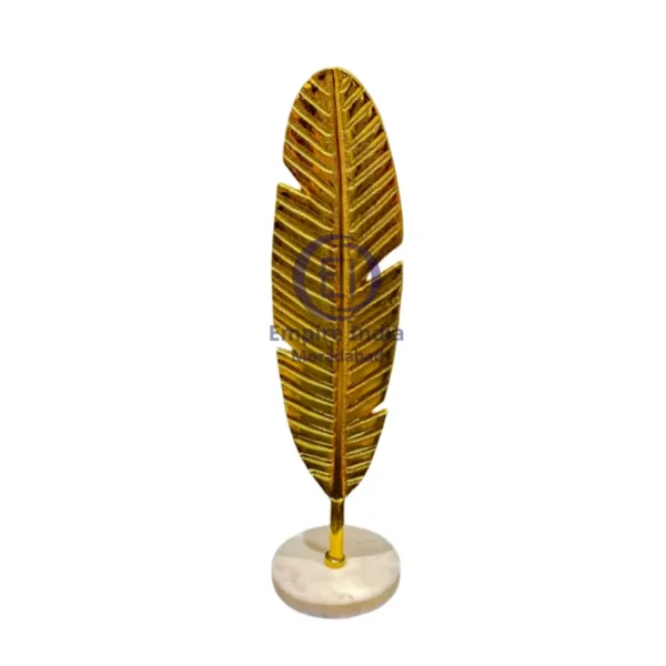 Gold Metal Banana Leaf Décor on Marble Base | Tropical Table Accent | Showpiece | Empire India – Moradabad
