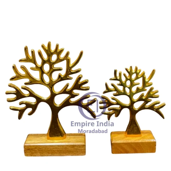 Abstract Tree of Life Aluminum Table Décor on Wooden Base | Nature-Inspired Home Accent | Showpiece| Empire India – Moradabad