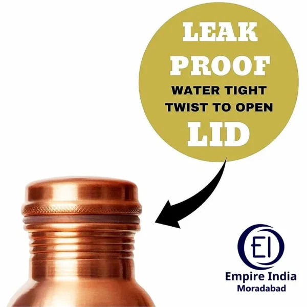 Plain Matte Finish Copper Water Bottle | Ayurvedic Health Drinkware | Empire India – Moradabad - Image 3