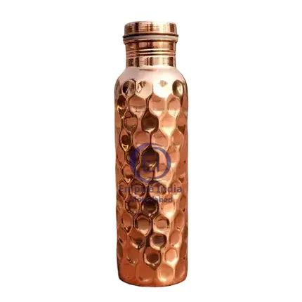 Diamond Hammered Finish Copper Water Bottle | Ayurvedic Copper Drinkware | Empire India – Moradabad