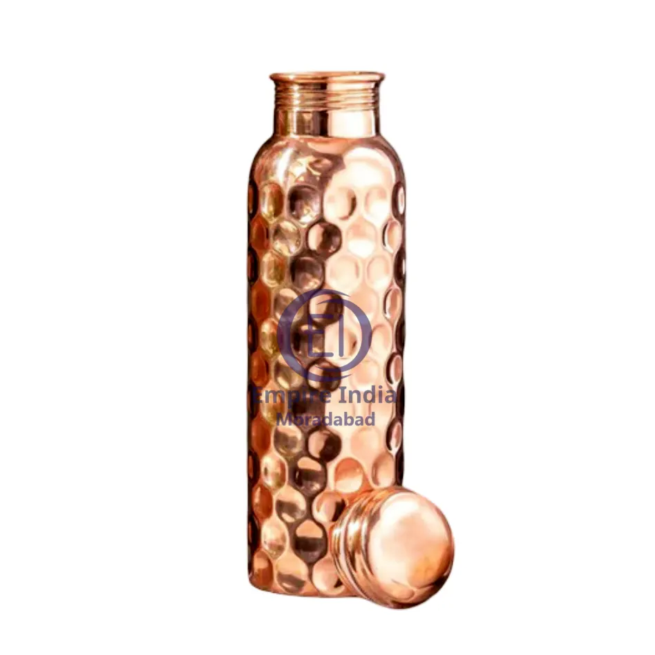 Diamond Hammered Finish Copper Water Bottle | Ayurvedic Copper Drinkware | Empire India – Moradabad - Image 2
