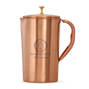 Plain Matte Finish Copper Water Jug with Brass Knob | Ayurvedic Hydration | Empire India – Moradabad