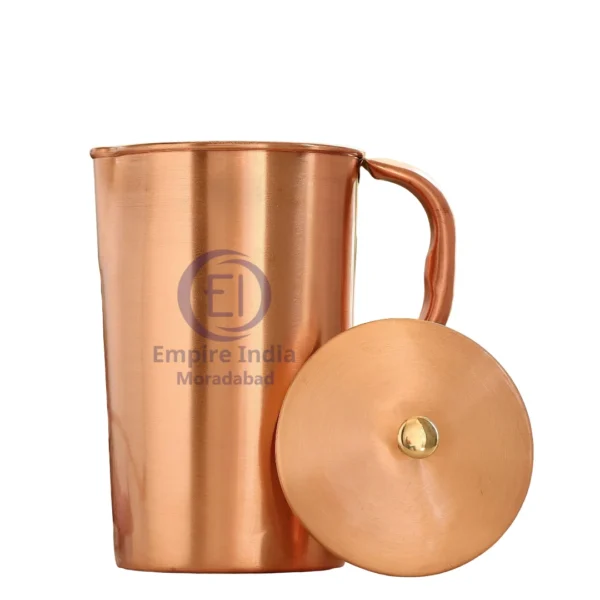 Plain Matte Finish Copper Water Jug with Brass Knob | Ayurvedic Hydration | Empire India – Moradabad - Image 2