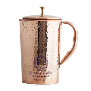 Hammered Finish Copper Jug with Brass Knob | Ayurvedic Water Pitcher | Empire India – Moradabad