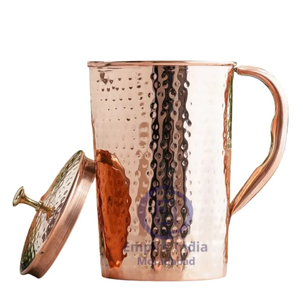 Hammered Finish Copper Jug with Brass Knob | Ayurvedic Water Pitcher | Empire India – Moradabad - Image 2