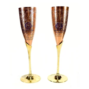 Engraved Copper & Brass Wine Glass Set | Elegant Handcrafted Goblets | Empire India – Moradabad