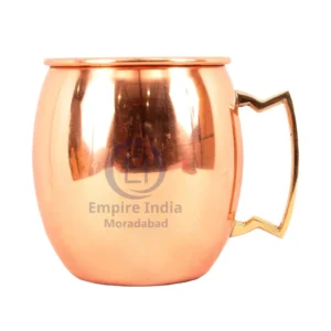 Plain Shine Finish Copper Mug with Brass Handle | Ayurvedic Copper Drinkware | Empire India – Moradabad