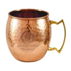 Hammered Finish Copper Mug with Brass Handle | Traditional Ayurvedic Copperware | Empire India – Moradabad