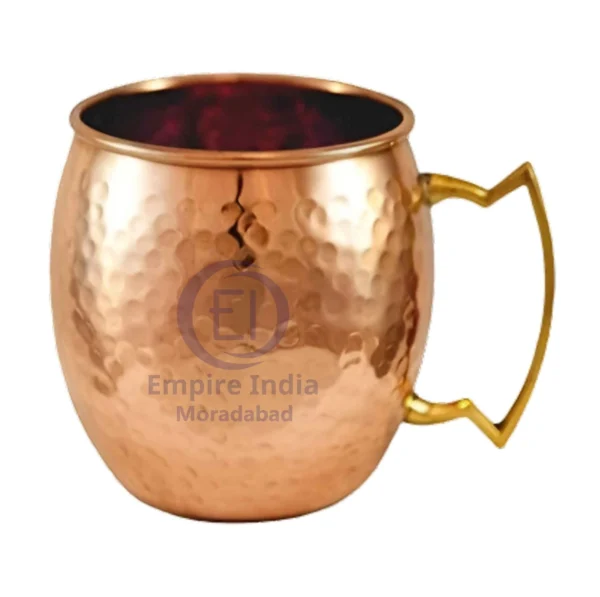 Hammered Finish Copper Mug with Brass Handle | Traditional Ayurvedic Copperware | Empire India – Moradabad