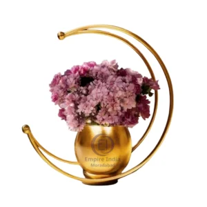Decorative Iron Table Flower Pot with Golden Ring Frame – Modern Home Decor | Empire India