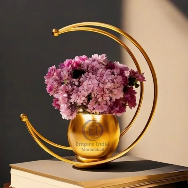 Decorative Iron Table Flower Pot with Golden Ring Frame – Modern Home Decor | Empire India - Image 2