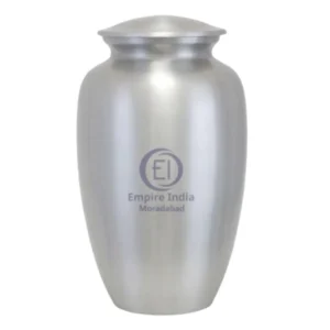 Plain Silver Aluminum Cremation Urn – Elegant Matte Finish | Empire India Manufacturer | Exporter | Supplier | Moradabad, India