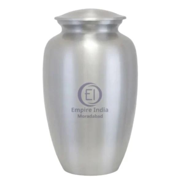 Plain Silver Aluminum Cremation Urn – Elegant Matte Finish | Empire India Manufacturer | Exporter | Supplier | Moradabad, India