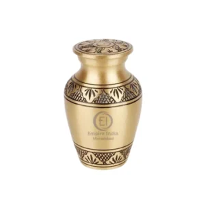 Engraved Gold Brass Keepsake Cremation Urn – Handcrafted Finish | Empire India Manufacturer | Exporter | Supplier | Moradabad, India