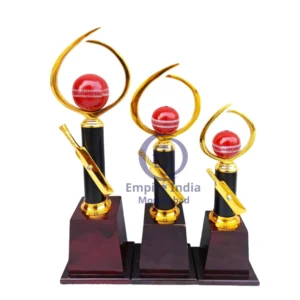Cricket Theme Trophy Set with Bat & Ball – Black & Gold Finish | Empire India - Moradabad